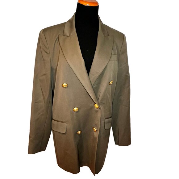 Brooks Brothers Double Breasted Olive Green Gold Button Sz 10 Classic Academia - Picture 1 of 11